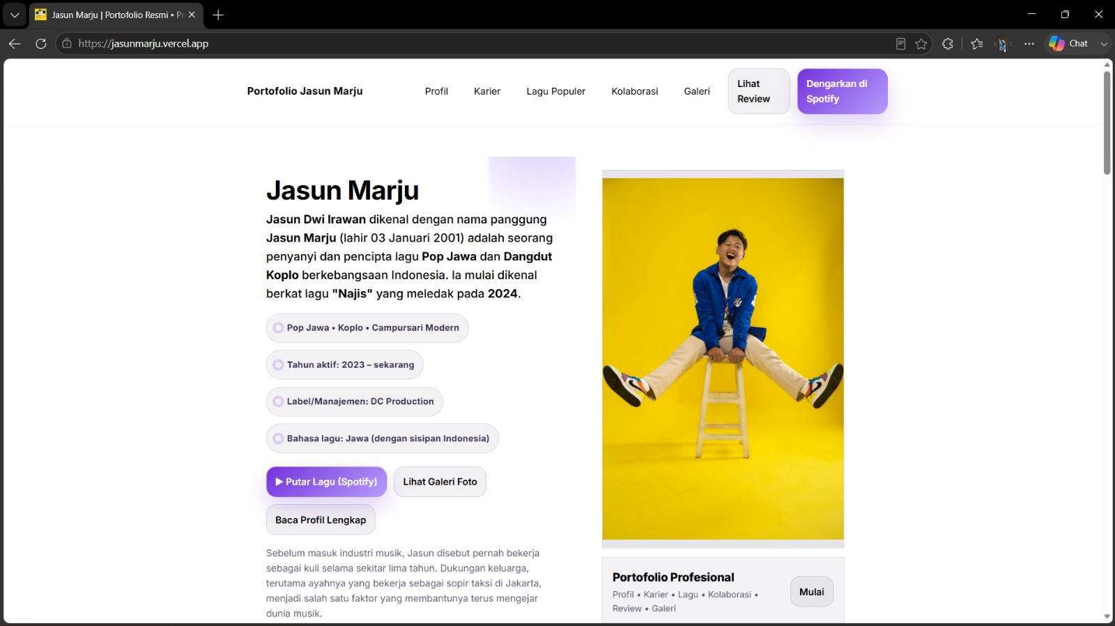 Profil Digital & Portofolio Musisi Jasun Marju